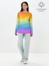 Лонгслив женский. Хлопок / РАДУЖНЫЕ ВОЛНЫ | RAINBOW WAVES