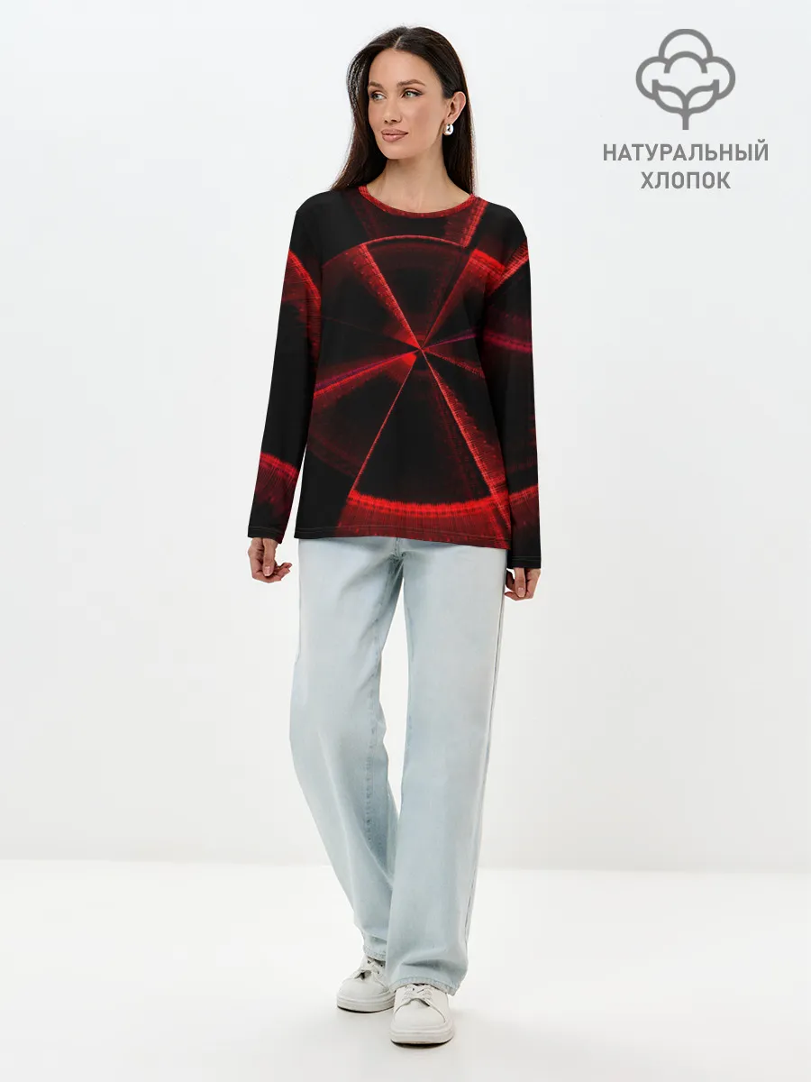 Лонгслив женский. Хлопок / Атомный неон