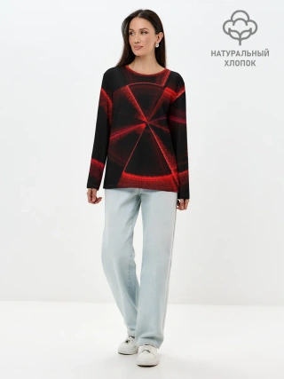 Лонгслив женский. Хлопок / Атомный неон