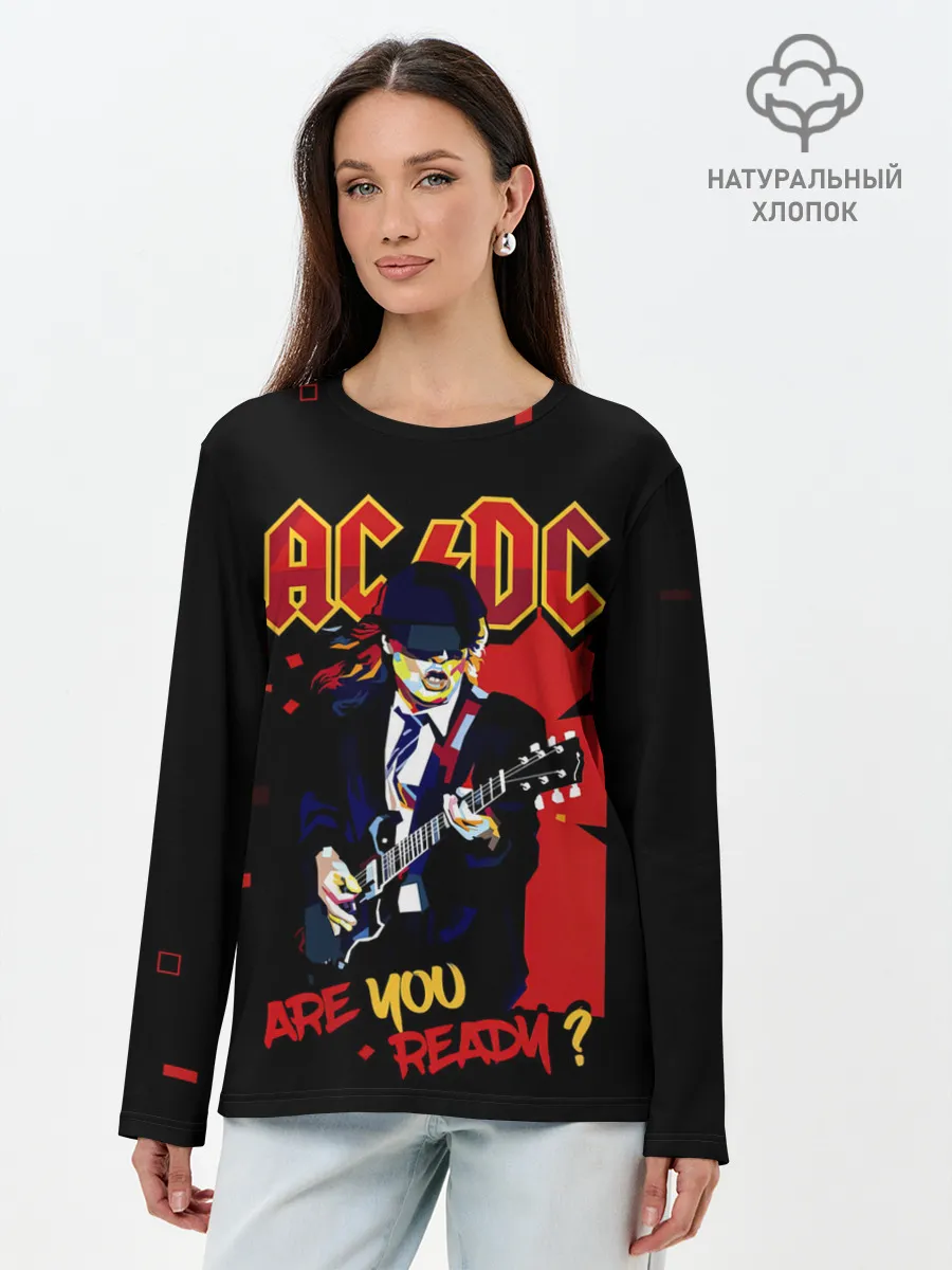 Лонгслив женский. Хлопок / ARE YOU REDY? AC/DC