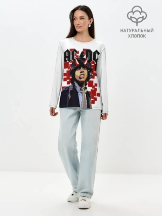Лонгслив женский. Хлопок / AC/DC Ангус Янг