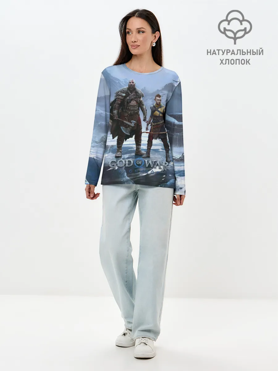 Лонгслив женский. Хлопок / Кратос и Атрей Рагнарек