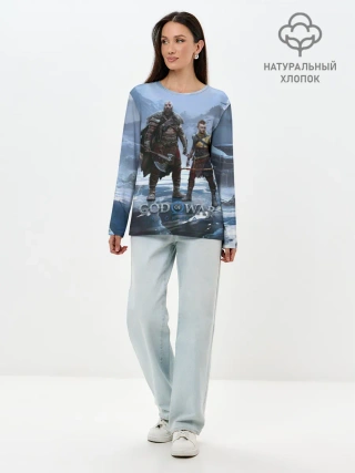 Лонгслив женский. Хлопок / Кратос и Атрей Рагнарек