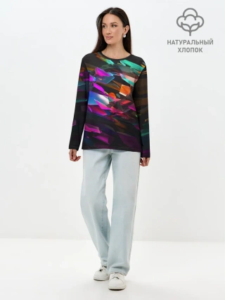 Лонгслив женский. Хлопок / Стеклянный лед