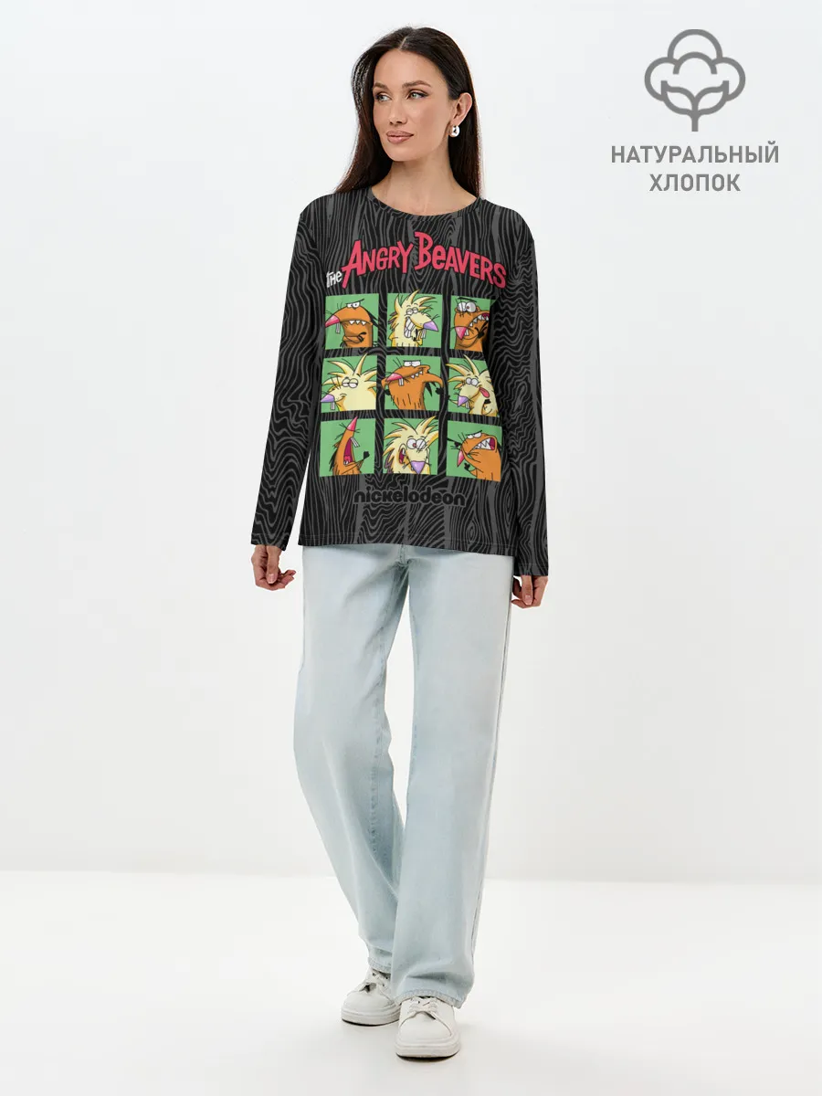 Лонгслив женский. Хлопок / Крутые Бобры