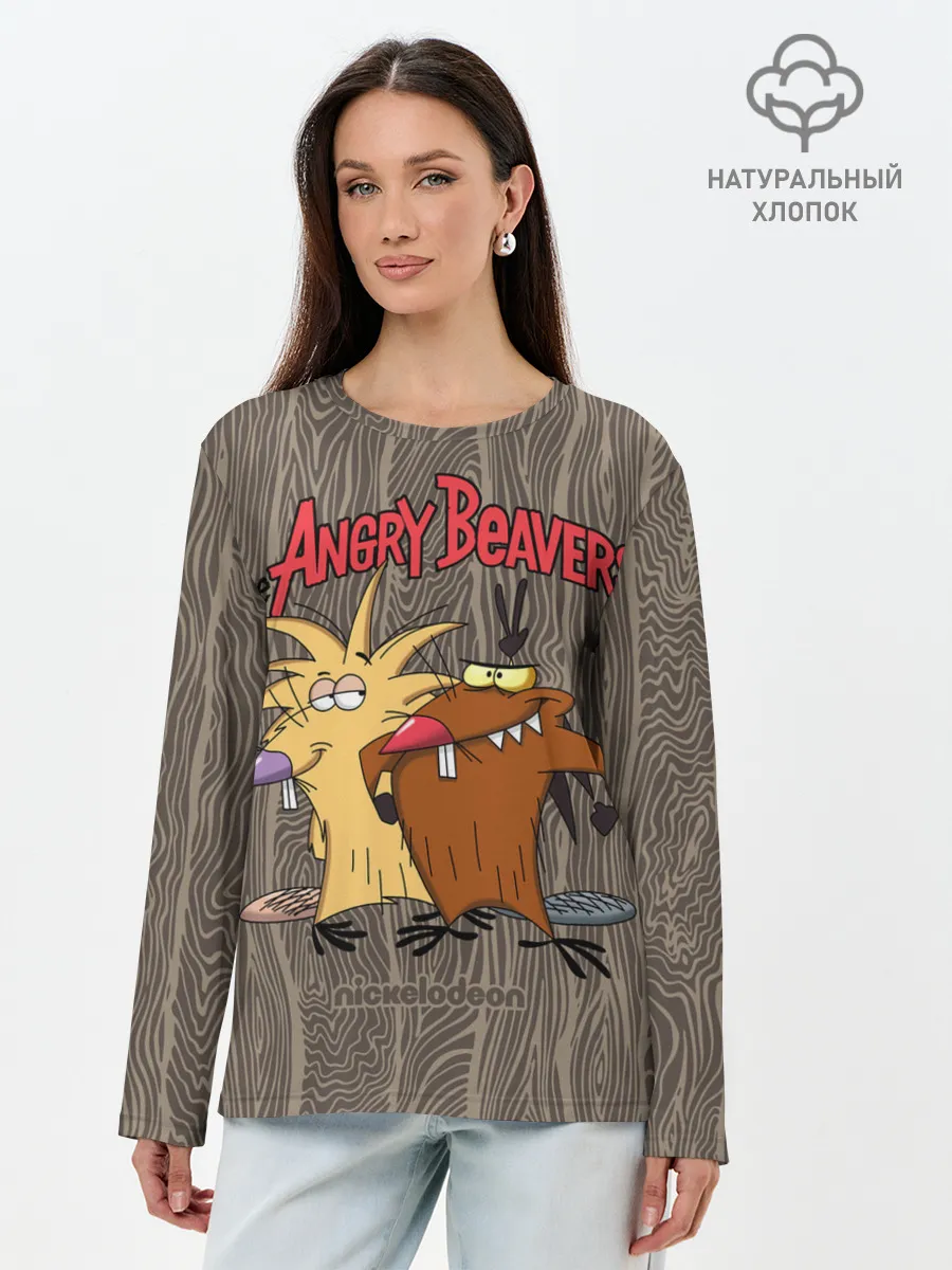 Лонгслив женский. Хлопок / Крутые Бобры