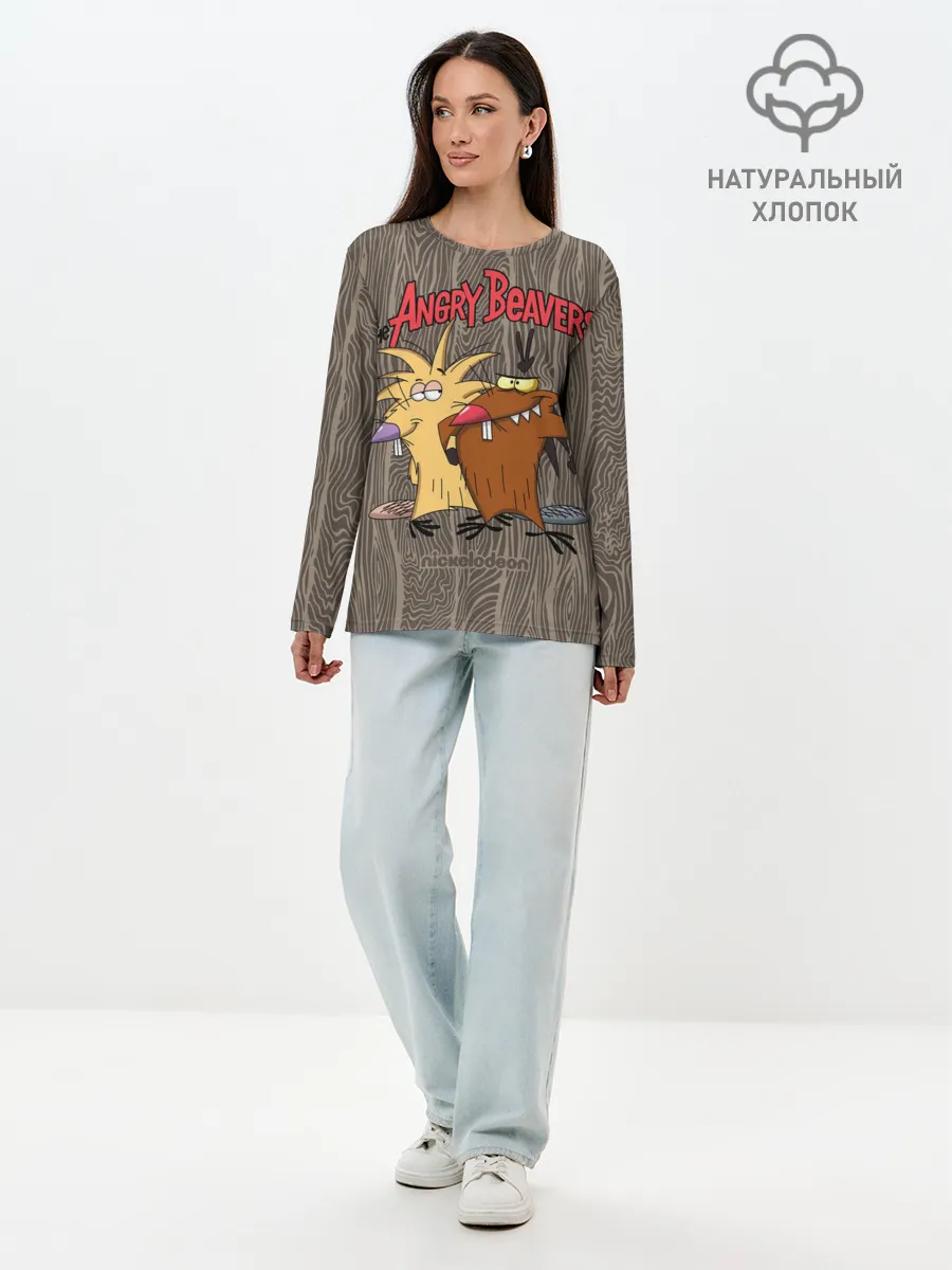 Лонгслив женский. Хлопок / Крутые Бобры