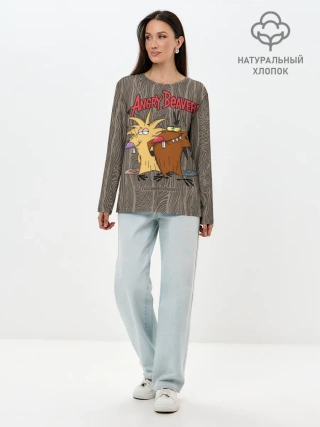 Лонгслив женский. Хлопок / Крутые Бобры
