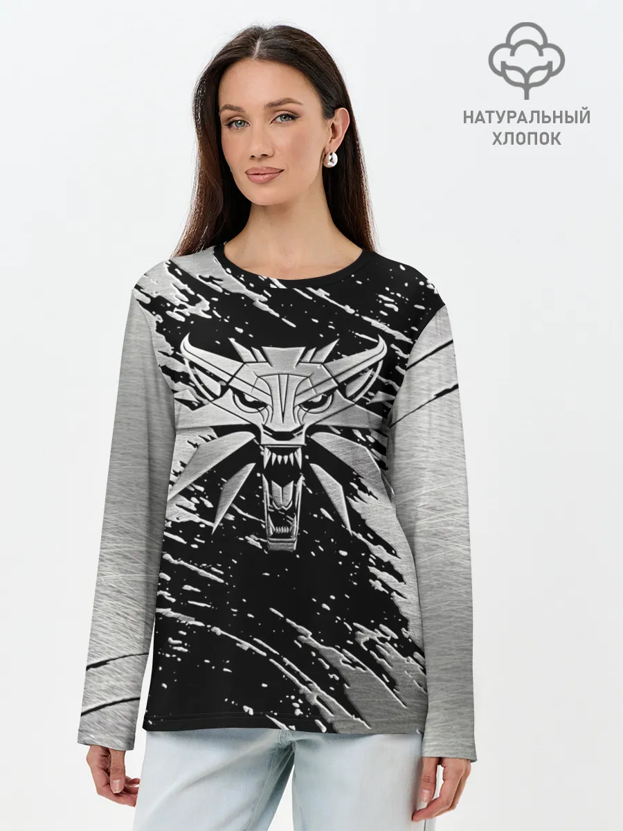 Лонгслив женский. Хлопок / THE WITCHER LOGO STEEL