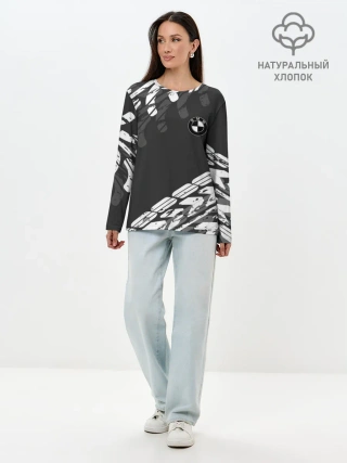 Лонгслив женский. Хлопок / БМВ | BMW TIRE TREAD