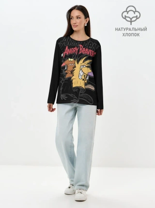 Лонгслив женский. Хлопок / Крутые Бобры