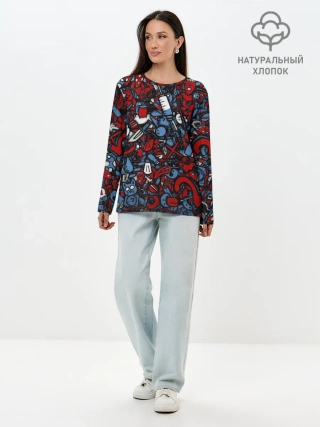 Лонгслив женский. Хлопок / RedBlue stikers