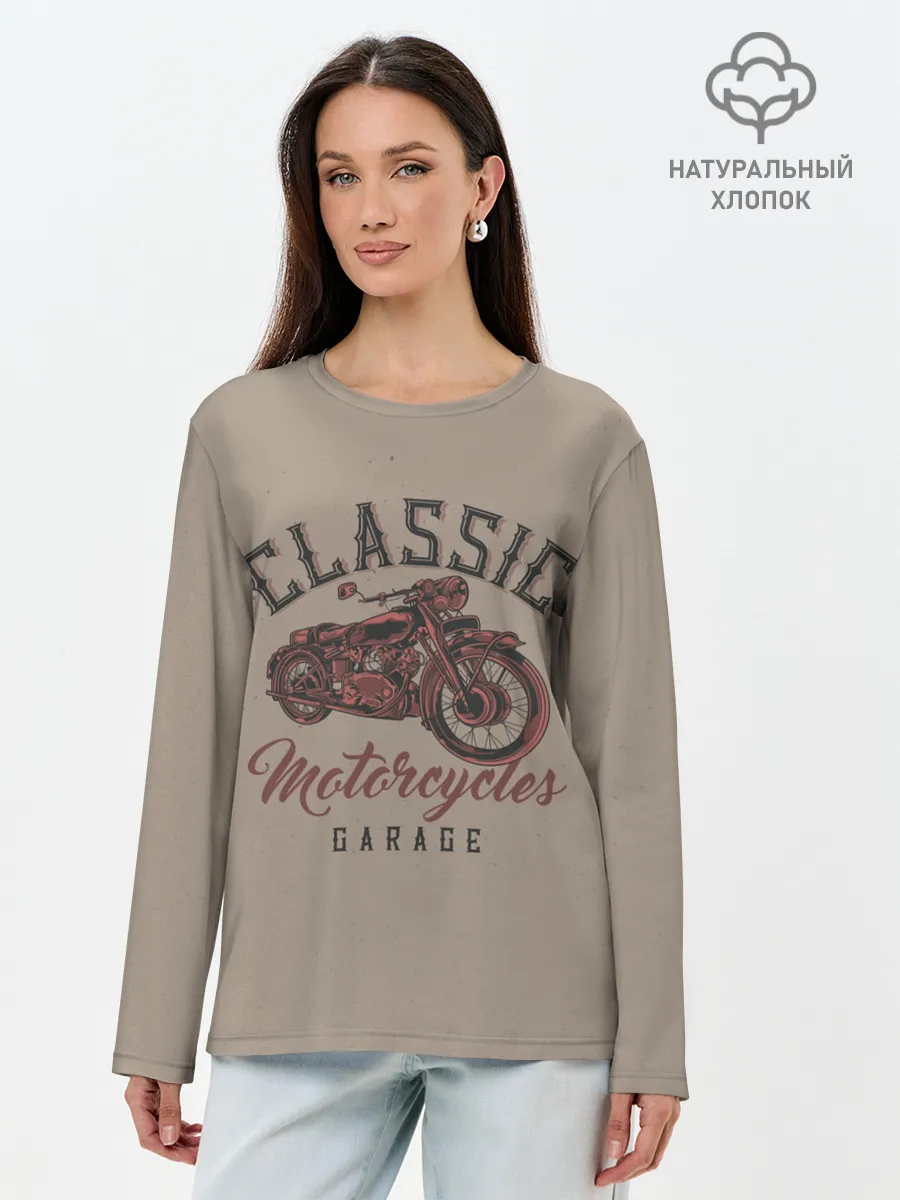 Лонгслив женский. Хлопок / Классические мотоциклы