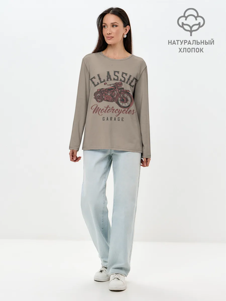 Лонгслив женский. Хлопок / Классические мотоциклы