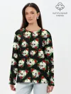 Лонгслив женский. Хлопок / Черепа и розы / Skull and Roses