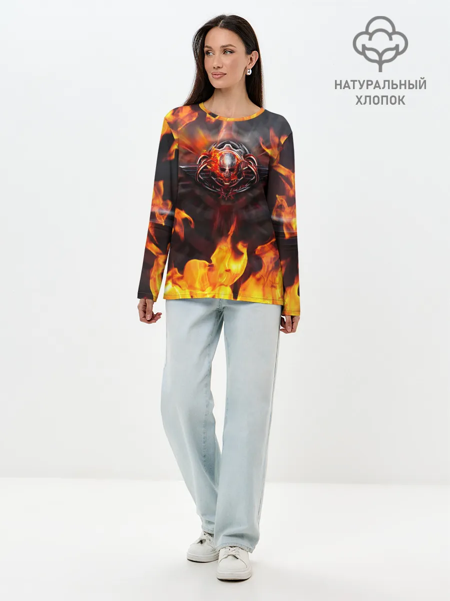 Лонгслив женский. Хлопок / FIRE GEARS OF WAR | ПОСТЕР В ОГНЕ
