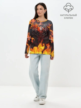 Лонгслив женский. Хлопок / FIRE GEARS OF WAR | ПОСТЕР В ОГНЕ