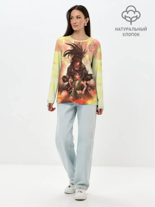 Лонгслив женский. Хлопок / Хяккимару | Такебо | Дороро