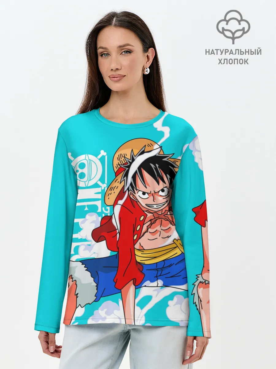 Лонгслив женский. Хлопок / Ван-Пис, Гому Гому но Ми