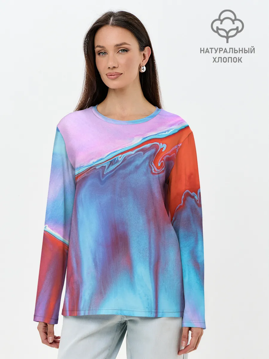 Лонгслив женский. Хлопок / Вода и песок