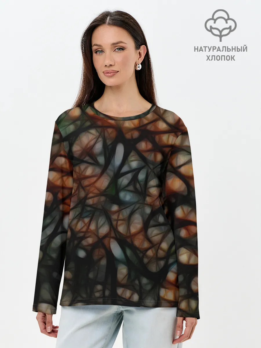 Лонгслив женский. Хлопок / Мраморная паутинка