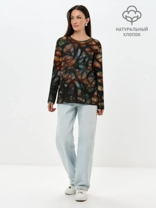Лонгслив женский. Хлопок / Мраморная паутинка