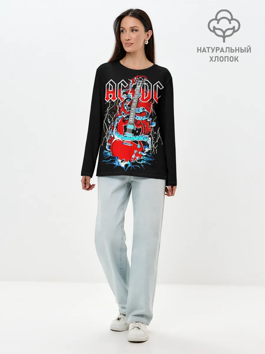 Лонгслив женский. Хлопок / AC/DC гитара