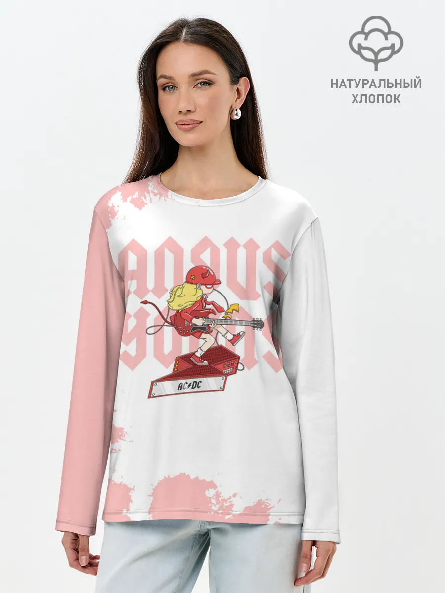 Лонгслив женский. Хлопок / Angus Young AC/DC