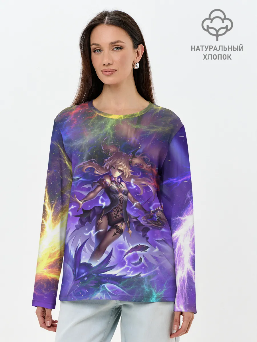 Лонгслив женский. Хлопок / Ифрит | Геншин Импакт