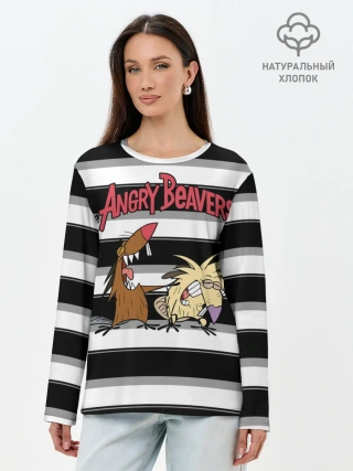 Лонгслив женский. Хлопок / Крутые Бобры