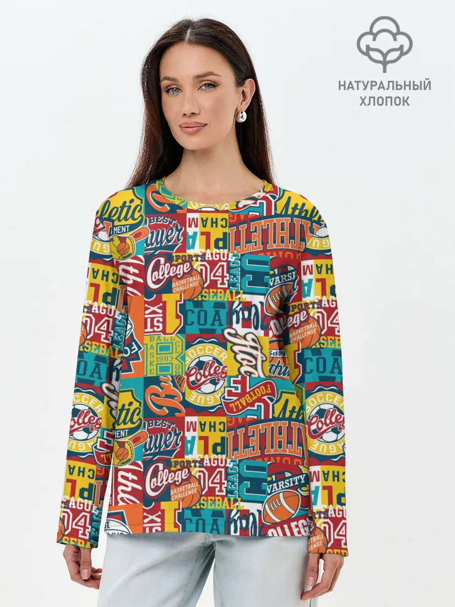 Лонгслив женский. Хлопок / Спортсмен