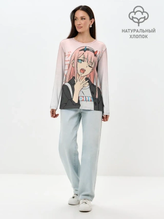 Лонгслив женский. Хлопок / Zero Two Darling in the Franxx