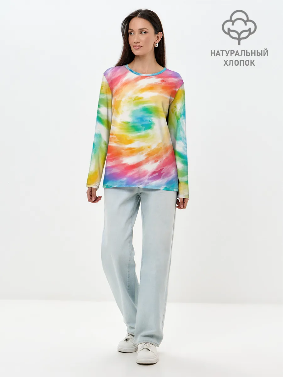 Лонгслив женский. Хлопок / РАДУЖНЫЙ УРАГАН | HURRICANE