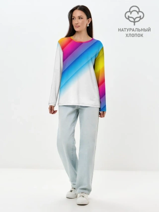 Лонгслив женский. Хлопок / РАДУЖНЫЕ ПОЛОСЫ | RAINBOW