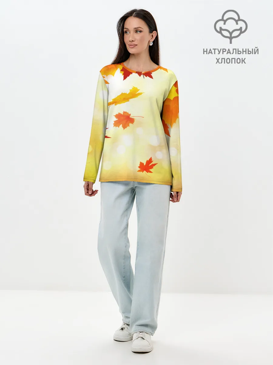 Лонгслив женский. Хлопок / ПАДАЮЩИЙ КЛЕН | ОСЕННЯЯ