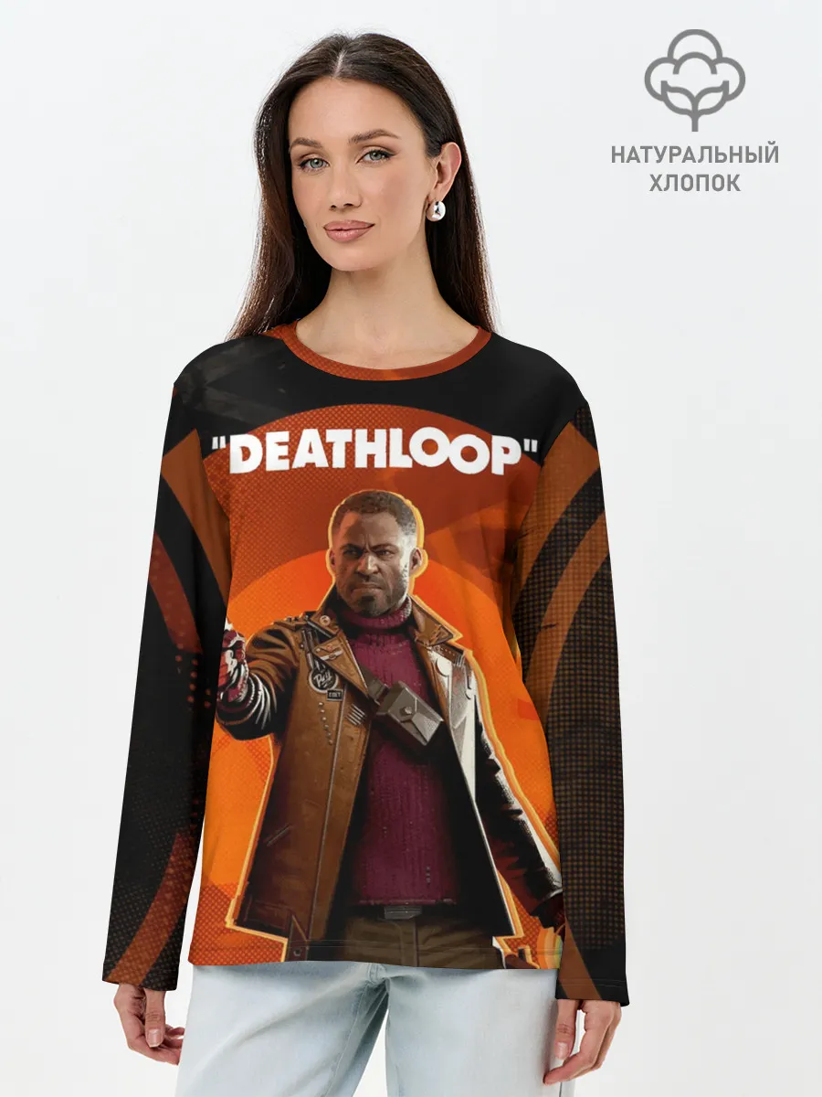 Лонгслив женский. Хлопок / Кольт на фоне Джулианны