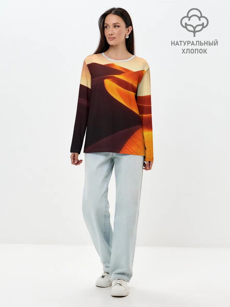 Лонгслив женский. Хлопок / Пустыня дюна барханы