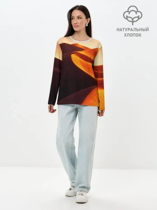 Лонгслив женский. Хлопок / Пустыня дюна барханы