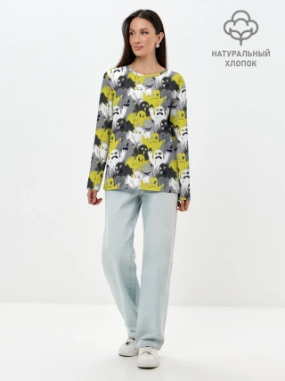 Лонгслив женский. Хлопок / Привидения