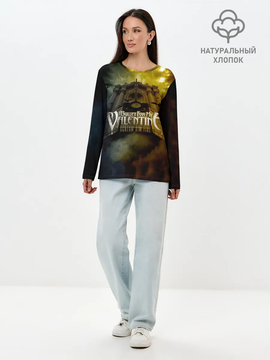 Лонгслив женский. Хлопок / Scream Aim Fire - Bullet For My Valentine