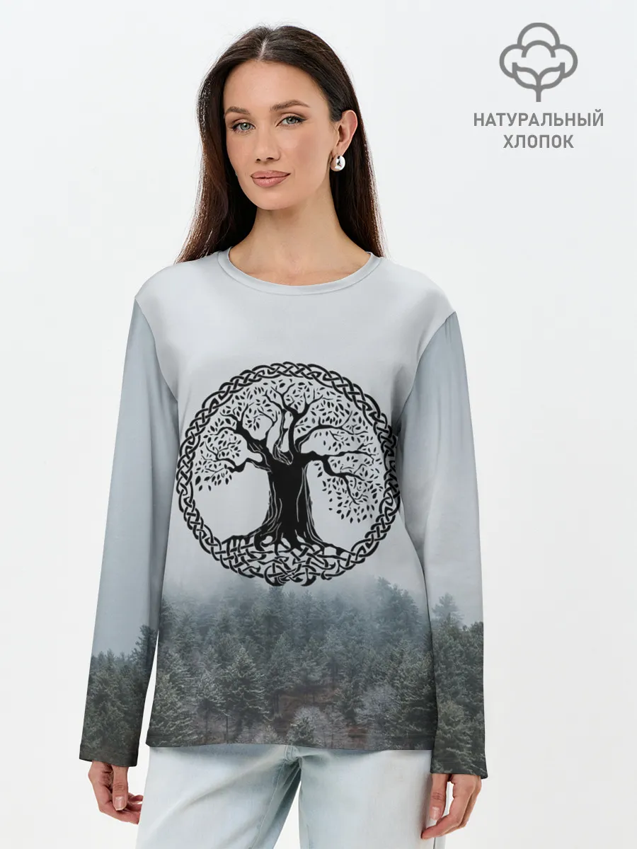 Лонгслив женский. Хлопок / Иггдрасиль | Yggdrasil