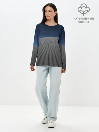 Лонгслив женский. Хлопок / Пустыня дюна песок ночь