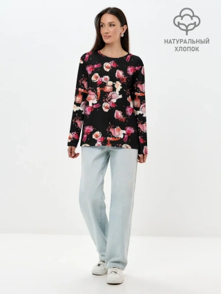 Лонгслив женский. Хлопок / беспорядочный лак