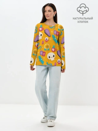 Лонгслив женский. Хлопок / Весенний Хэллоуин