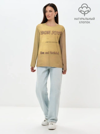 Лонгслив женский. Хлопок / Live and Faithful - Bon Jovi