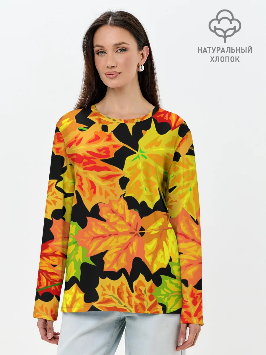 Лонгслив женский. Хлопок / LEAF FALL / AUTUMN