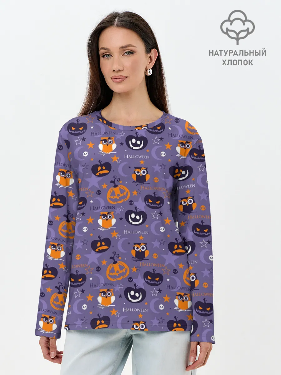Лонгслив женский. Хлопок / Хэллоуин