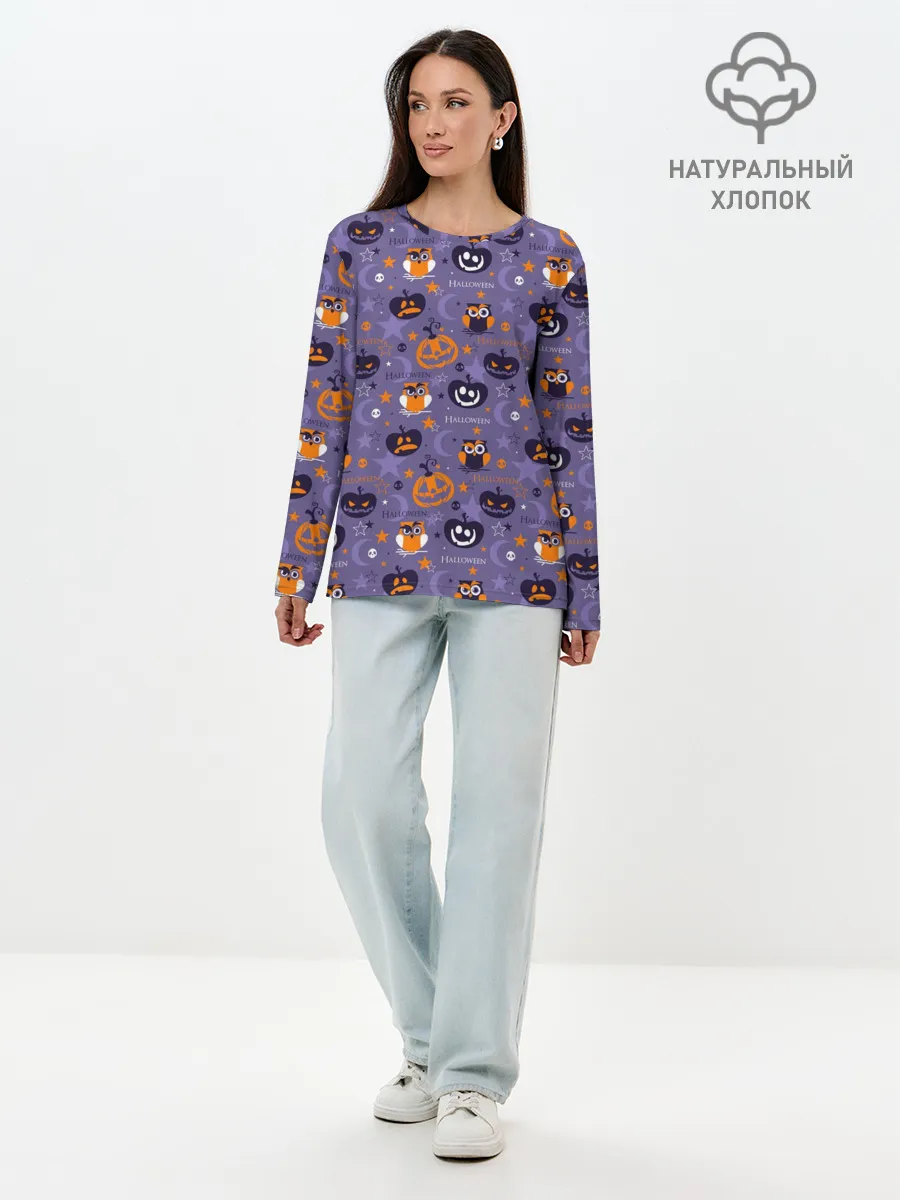 Лонгслив женский. Хлопок / Хэллоуин