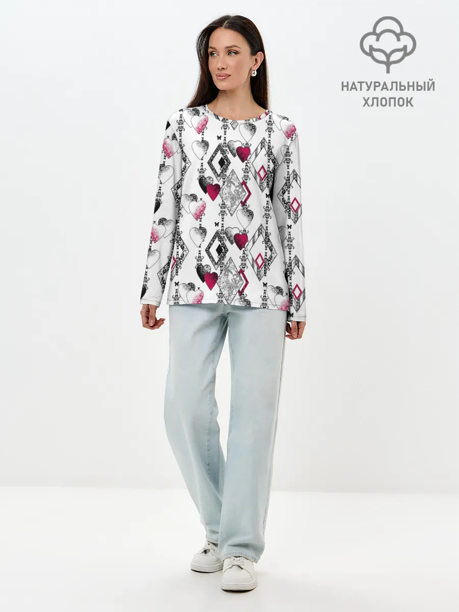 Лонгслив женский. Хлопок / Абстрактный современный узор