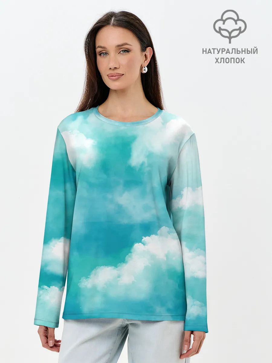 Лонгслив женский. Хлопок / Голубое Небо | Blue Sky